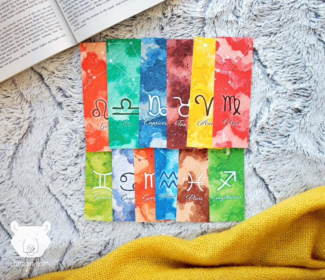 printable bookmarks galaxy horoscope zodiac bookmark set