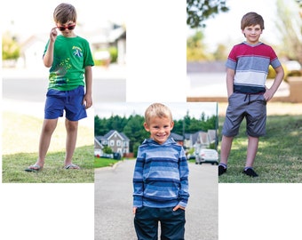 Silas Shorts and Pants Sewing Pattern - Beginner, Sizes 6M to Youth 20 (PDF Pattern)