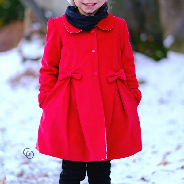 Lilly Pea Coat PDF Digital Sewing Pattern Winter Fall Spring Coat in sizes Kids 2T - 20)