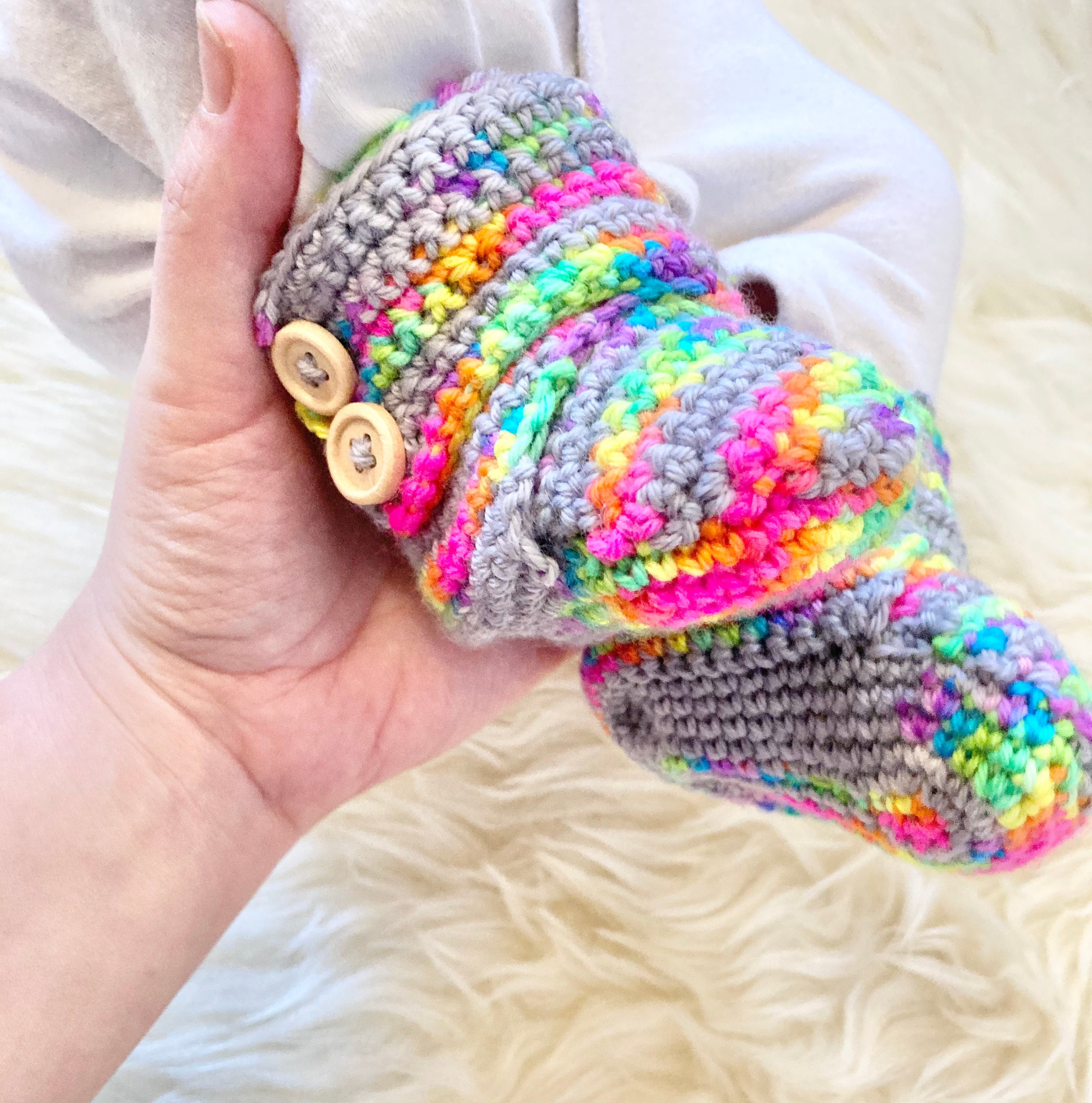 Rainbow Baby Booties Stay on Baby Booties Merino Nylon Blend Yarn