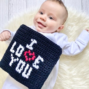 The &quot;I love you&quot; baby sensory crochet book pattern baby toy high contrast baby book baby gift baby shower gift sensory toy