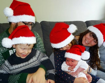 ASSORTIMENT POUR LA FAMILLE BÉBÉ Bonnet de Noel Père Noël Bonnet de Noël Costume de Noël bébé bambin enfant adulte tenue assortie fille garçon cadeaux pour amis