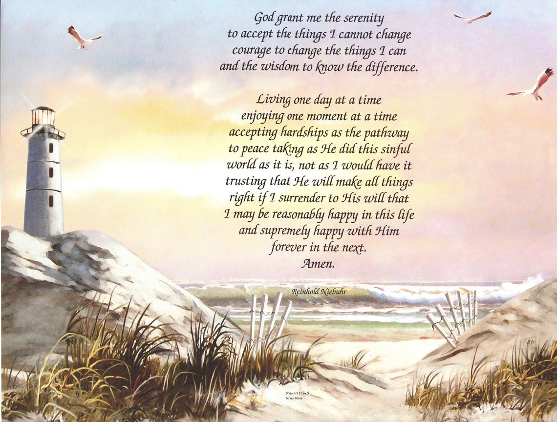 serenity prayer long version sunset sunrise personalized print etsy