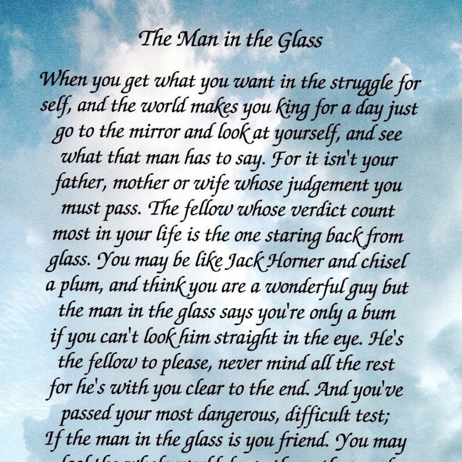 The Man in the Glass Inspirational Poem Print Unframed 81/2x11 Etsy