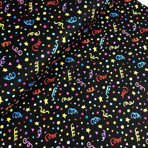 Last Fat Quarter, Confetti on Black from the Let's Celebrate Collection by Beth Logan for Henry Glass Fabrics