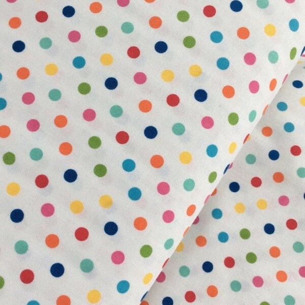 End of Bolt, Multicolor Aspirin Polka Dot Cotton Fabric from the Basic Brights Collection by Windham Fabrics 22"x44"