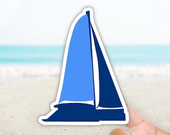 Sailboat Vinyl Outdoor Decal, Boating Decal, Nautical Suitcase Decals for Vacation, Captain Gift, Sailing Laptop Sticker, Window Sticker