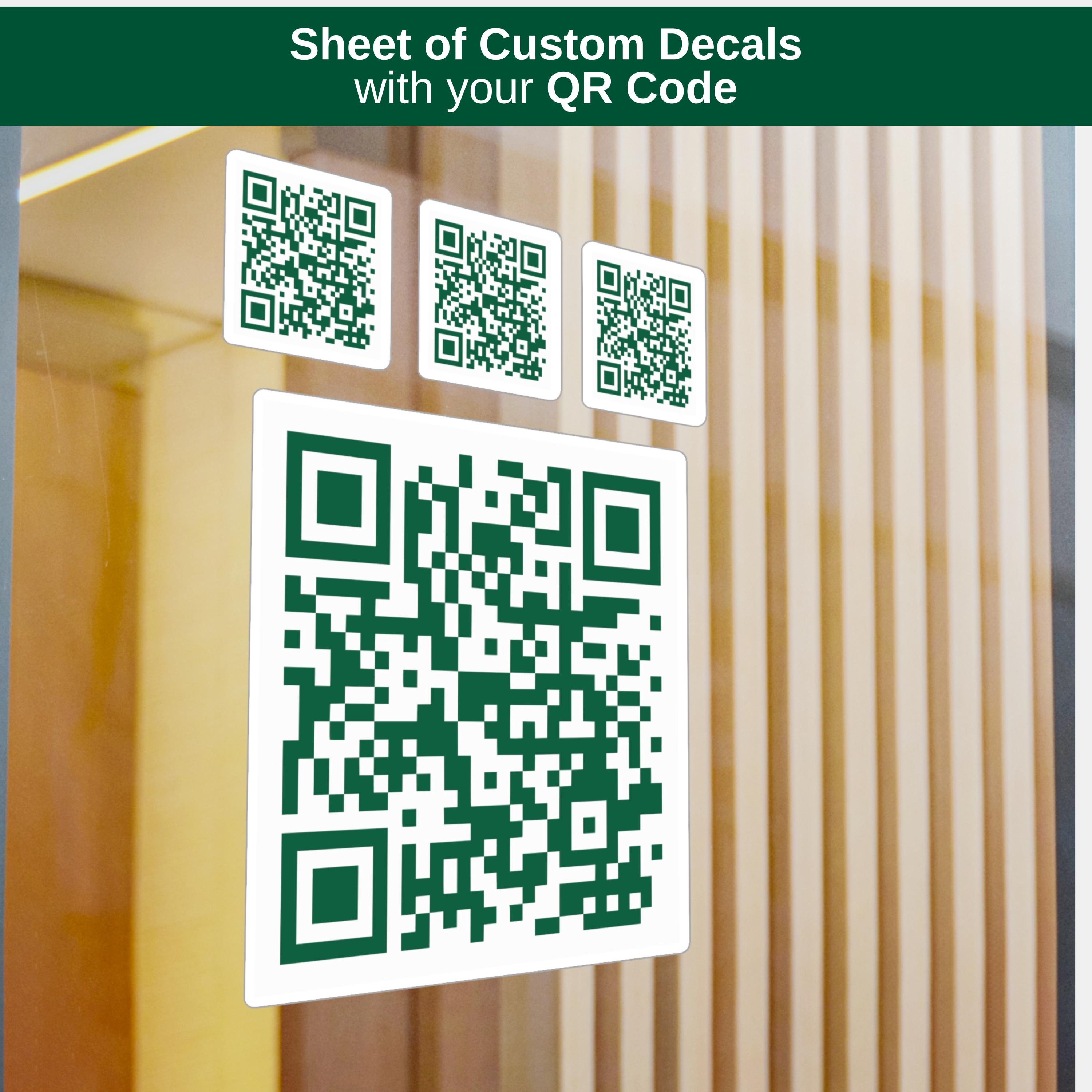 Custom QR Code Vinyl Decal Set, Outdoor Indoor Personalized Website ...