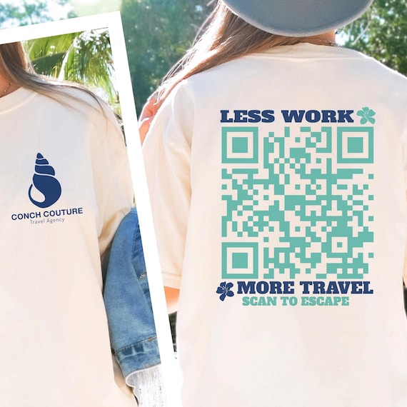 Travel Agent Advertising Custom QR Code Shirt, Scannable Sign for Travel Advisors, Bloggers & Planners, Travel Marketing Tee, Business Logo