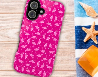 Pink Flamingo Phone Case, Magnetic Tough iPhone 16 Case, Flamingo Phonecase, Nautical Beachy Gift, Pink Florida Girl Gift, 15 Plus Case