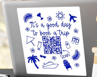 Custom QR Code Sticker for Travel Agents, Small Business QR Code Sign, Social Media Marketing Laptop Sticker, Business Car Decal Advertising