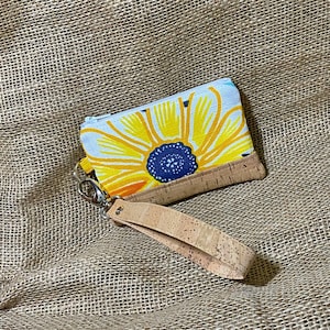 Mini Concert Wristlet with Yellow and Blue Flowers