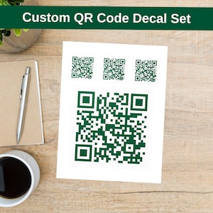 Benutzerdefinierte QR-Code-Vinyl-Aufkleber-Set, Outdoor Indoor personalisierte Website Social Media Aufkleber, grünes Schild für Geschäft, Stand, Geschäft oder Gepäck