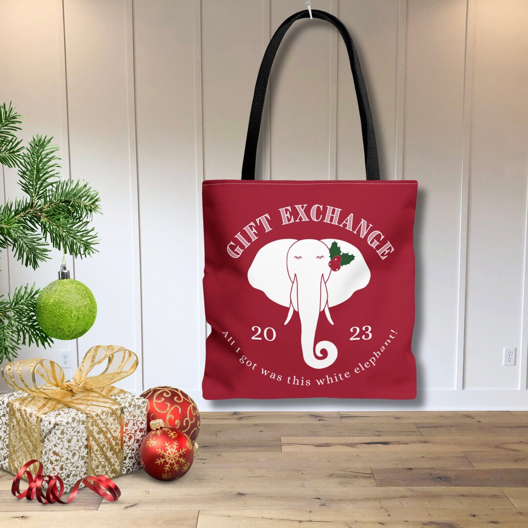 Funny White Elephant Gifts Exchange Tote Bag Useful White Etsy