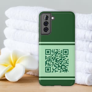 Custom QR Code Phone Case, Business QR Phone Cover, Samsung & iPhone 16 15 14 Pro Max Case, Green Digital Business Card, Real Estate Promo
