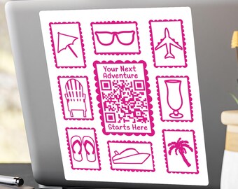 Custom QR Code Sticker for Travel Agents, Small Business QR Code Sign, Social Media Marketing Laptop Sticker, Business Car Decal Advertising