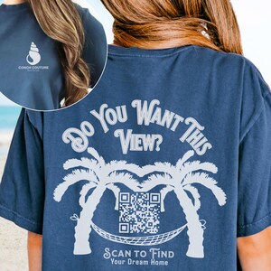 T-shirt personnalisé pour marketing immobilier avec code QR, panneau numérisable pour annonces d'agents immobiliers et de conseillers, T-shirt promotionnel pour prospects, T-shirt de réseautage