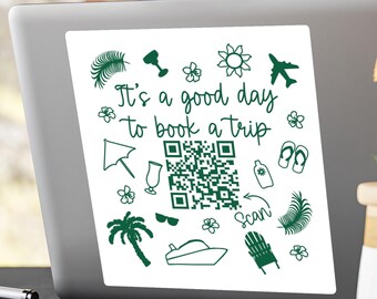 Custom QR Code Sticker for Travel Agents, Small Business QR Code Sign, Social Media Marketing Laptop Sticker, Business Car Decal Advertising