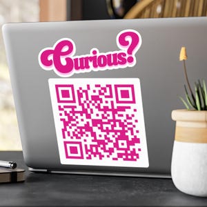 Aangepaste stickerset met QR-code, gepersonaliseerde vinylsticker voor website of sociale media, 6 x 8 of 8 x 10, roze bord voor bedrijf, stand, winkel of bagage