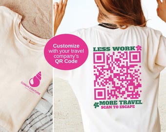 Travel Agent Advertising Custom QR Code Shirt, Scannable Sign for Travel Advisors, Bloggers & Planners, Travel Marketing Tee, Business Logo
