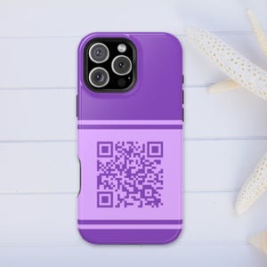 Custom QR Code Phone Case, Business QR Phone Cover, Samsung & iPhone 16 15 14 Pro Max Case, Purple Digital Business Card, Real Estate Promo