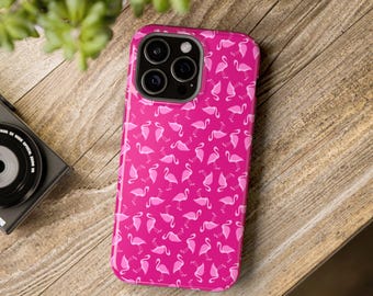 Pink Flamingo Impact-Resistant Phone Case, Beachy Phonecase for Flamingo Mama, Pink Case for iPhone and Samsung, Gift for Lilly Girl Friend