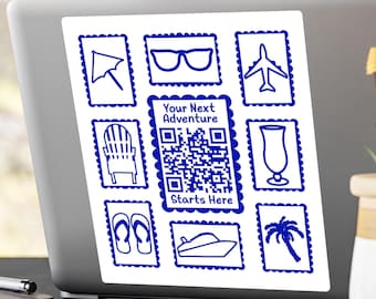Custom QR Code Sticker for Travel Agents, Small Business QR Code Sign, Social Media Marketing Laptop Sticker, Business Car Decal Advertising