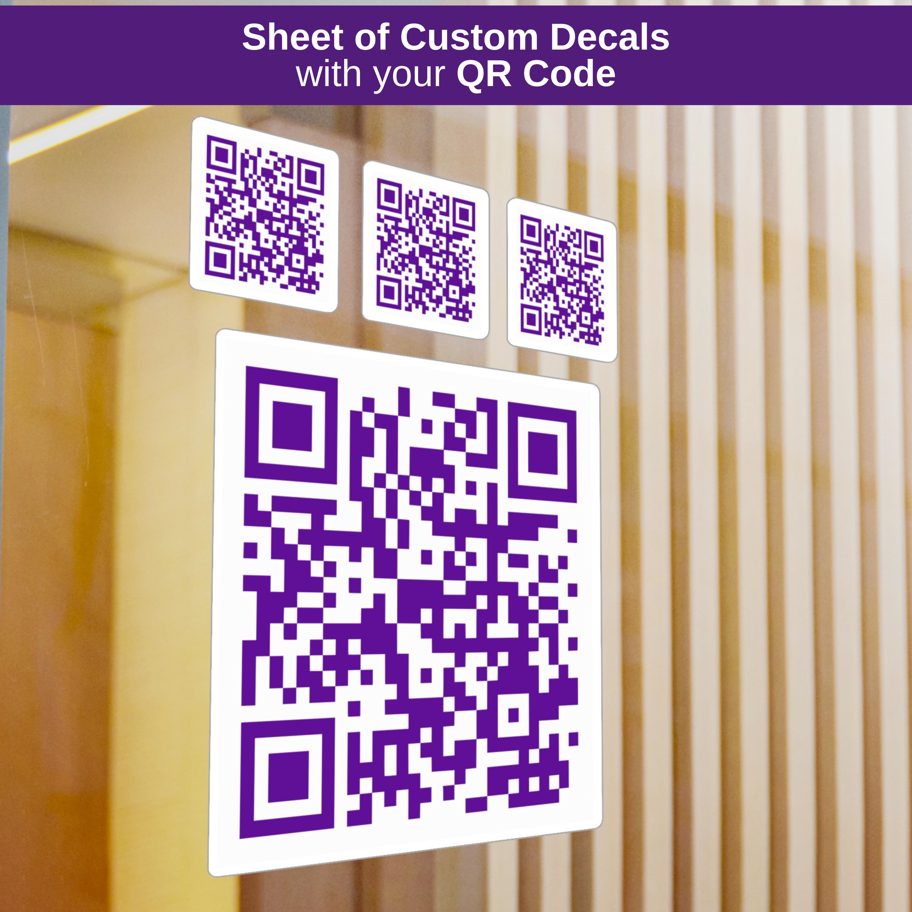Custom QR Code Vinyl Decal Set, Outdoor Indoor Personalized Website ...