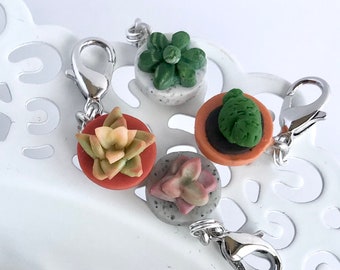 Progress keepers - stitch markers - set of four succulents