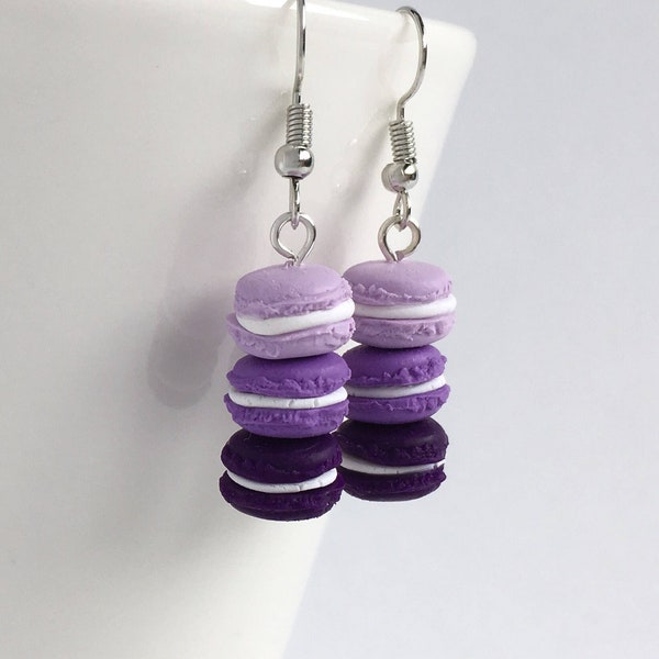 Earrings - Mini french macaron - purple ombré
