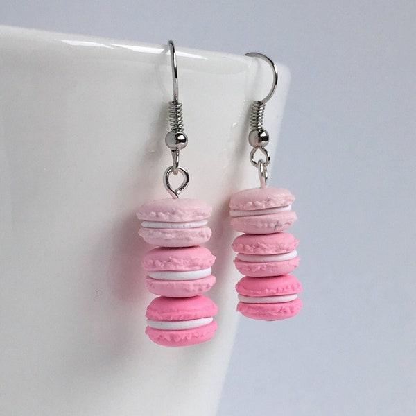 Macaron earrings - Pink Ombré - Mini French Macarons just like in a Patisserie