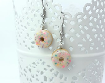 Mini donut earrings, birthday confetti cake doughnut jewelry