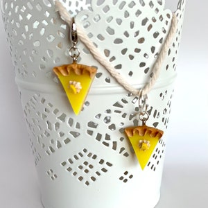 Lemon pie Progress keeper or stitch marker, knit hoop or crochet clip on lobster claw mini food charms
