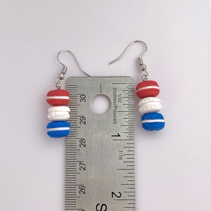 Earrings Mini french macaron red, white, & blue image 4