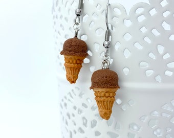 Mini ice cream cone earrings - Chocolate