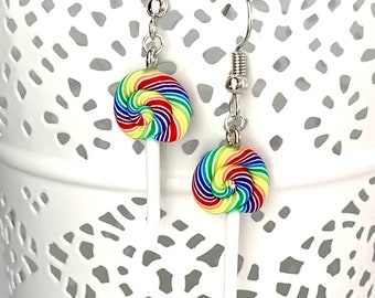 Rainbow lollipop earrings - candy shoppe favourites