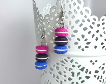 Pendientes - Mini macaron francés - true-colour - rosa morado azul