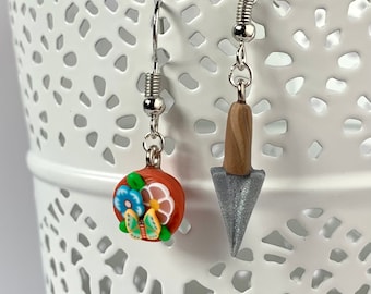Flower Pot & Trowel Earrings, Garden Jewelry