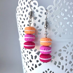 Earrings - Mini french macaron - truly-colour - orange pink fuchsia