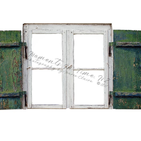 MIT Rustic Open Window With Shutters Digital Overlay