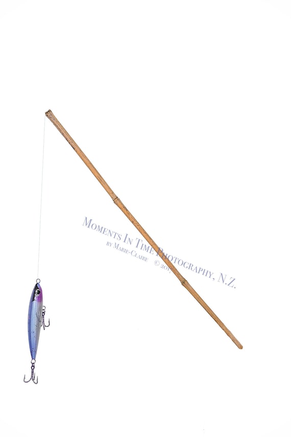 MIT Caña de pescar de bambú (2 por el precio de uno, rosa y azul)