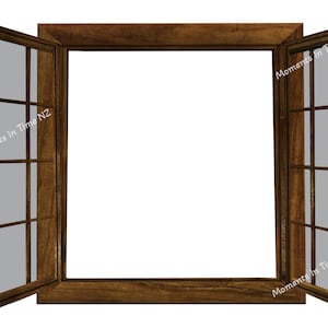 MIT Open houten venster op transparante achtergrond digitale overlay