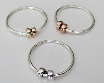 Dharma Zappel Ring, Sorgen Ring, Angst Ring, Spinner Ring, Sterling Silber, Rose Gold, Gelb Gold, Geschenk für beste Freundin