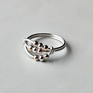 Deva Fidget Ring, Anxiety Bead Ring, Sterling Silver Spinner Ring, Worry Ring, Wire Wrapped Ring, Stackable Ring, Birthday Gift