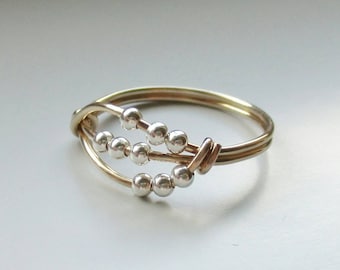 Jaya Fidget Ring, Yellow Gold Filled Ring, Worry Ring, Jewelry for Anxiety, Wire Wrapped Jewelry, Gift For Her