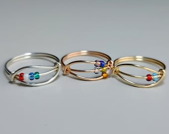 Indira Fidget Ring, Birthstone Fidget Ring, Family Birthstone Ring, Gift For Mom, Worry Ring