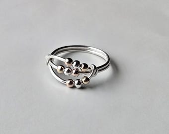 Deva | Sterling Silver Fidget Ring, Anxiety Spinner Ring, Wire Wrapped