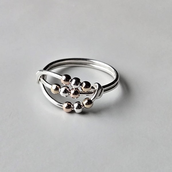 Deva | Sterling Silver Fidget Ring, Anxiety Spinner Ring, Wire Wrapped