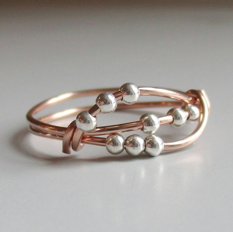 Uma Fidget Ring, Rose Gold Ring, Wire Wrapped Ring, Handmade Jewelry, Stacking Ring, Gift for Her image 2