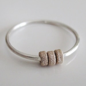 Asha Fidget Ring, Worry Ring, Spinning Bead Ring, Anxiety Jewelry, Gold Stardust Beads